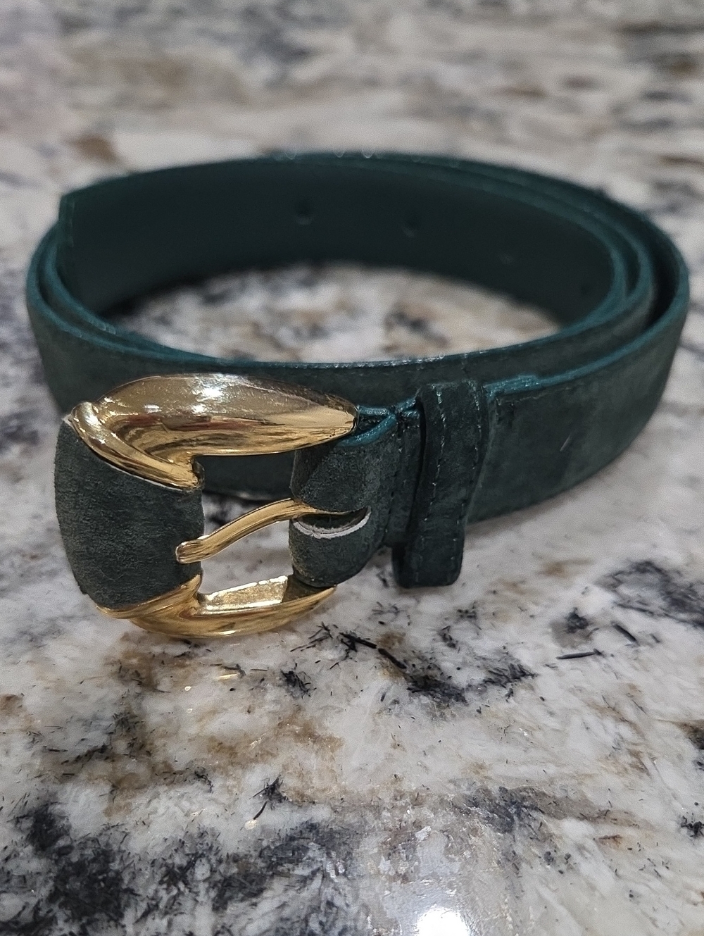 Vintage Suede Belt with Gold Buckle